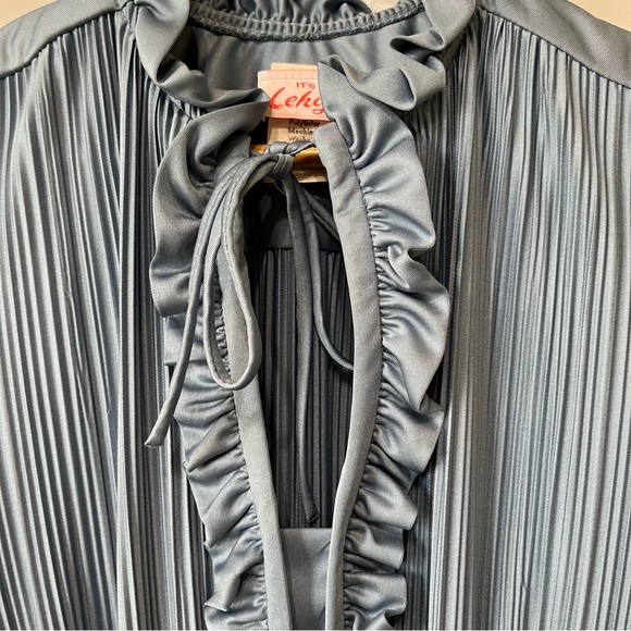 Vintage It’s A Lehigh Blue Accordion Pleated MIDI Dress - Picture 3 of 11